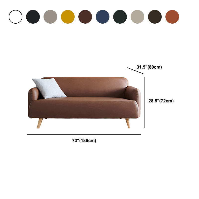 Faux Leather Recessed Arm Sofa Contemporary Standard Sofa,  31.49" W
