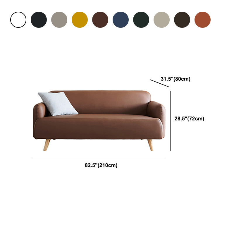 Faux Leather Recessed Arm Sofa Contemporary Standard Sofa,  31.49" W