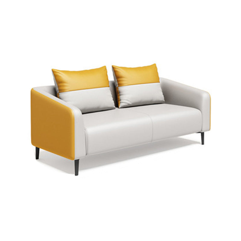 28.34" H Genuine Leather Tuxedo Arm Sofa Contemporary Standard Sofa