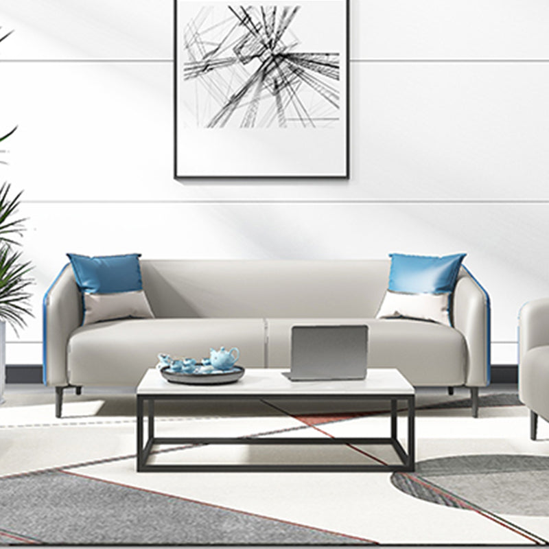 28.34" H Genuine Leather Tuxedo Arm Sofa Contemporary Standard Sofa