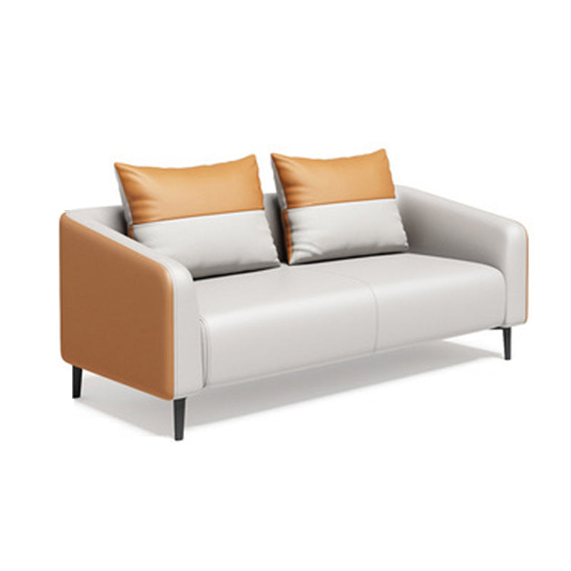 28.34" H Genuine Leather Tuxedo Arm Sofa Contemporary Standard Sofa