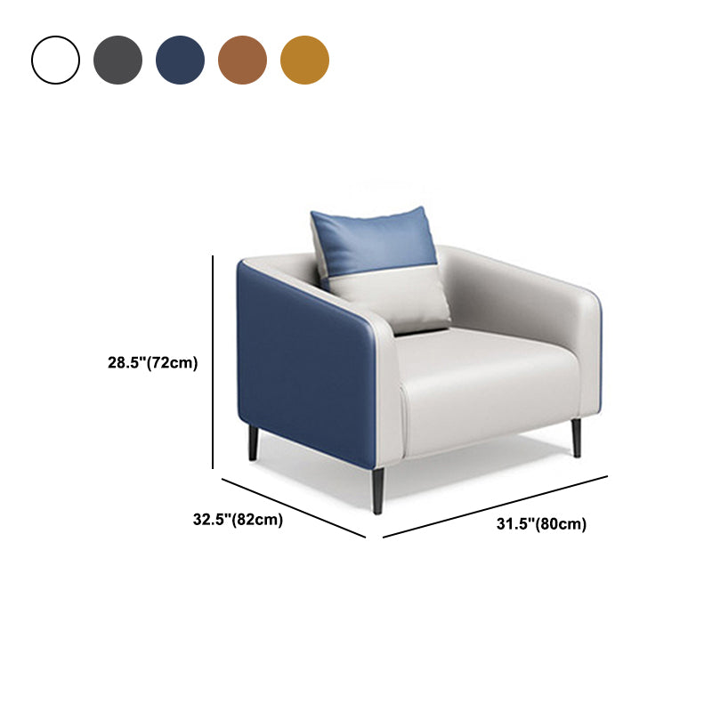 28.34" H Genuine Leather Tuxedo Arm Sofa Contemporary Standard Sofa