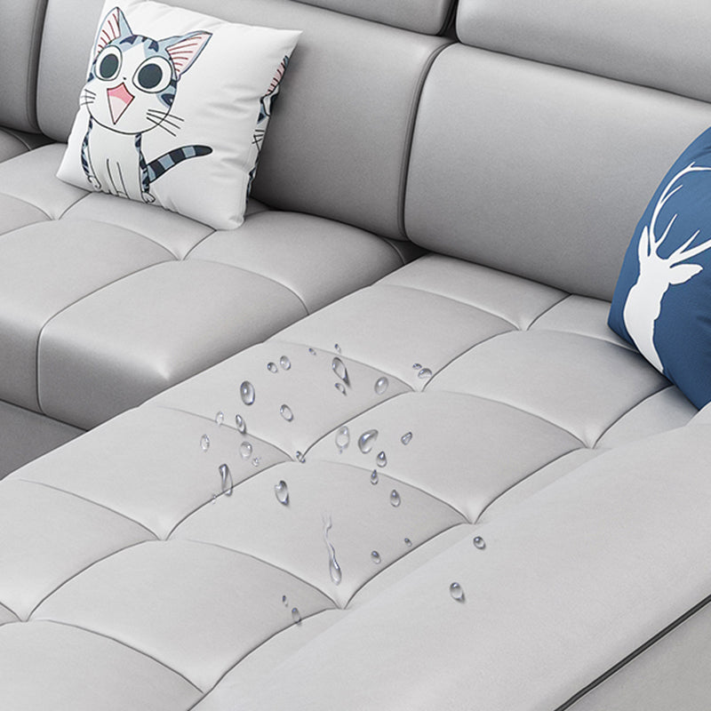 Modern Fabric Sofa in Grey Pillow Top Arm Sofa with Bolster Pillows