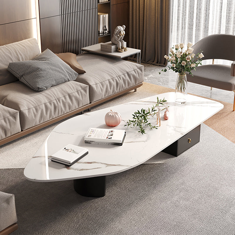 15.74" Tall 1 Single Stone Top Cocktail Table Geometric Coffee Table