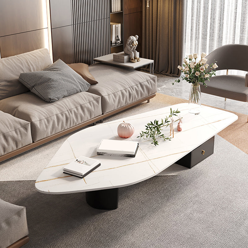 15.74" Tall 1 Single Stone Top Cocktail Table Geometric Coffee Table