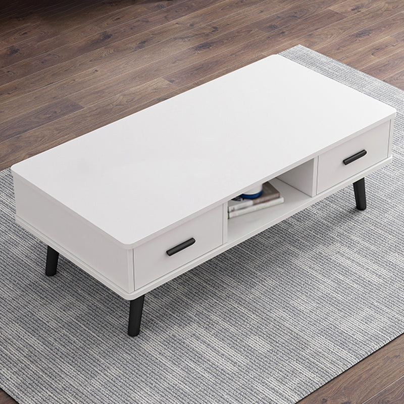 Rectangular with 2 Drawers Coffee Table Scandinavian Wood Cocktail Table