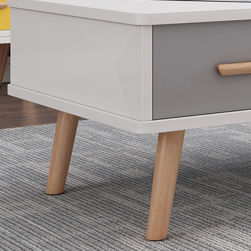 Rectangular with 2 Drawers Coffee Table Scandinavian Wood Cocktail Table