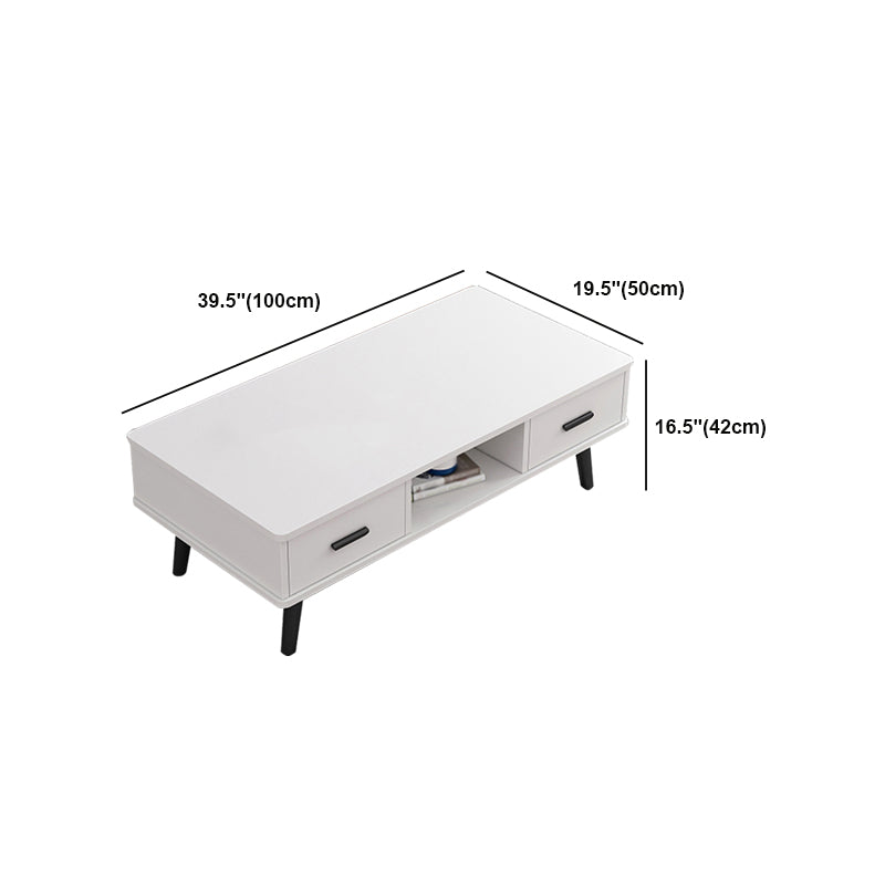 Rectangular with 2 Drawers Coffee Table Scandinavian Wood Cocktail Table