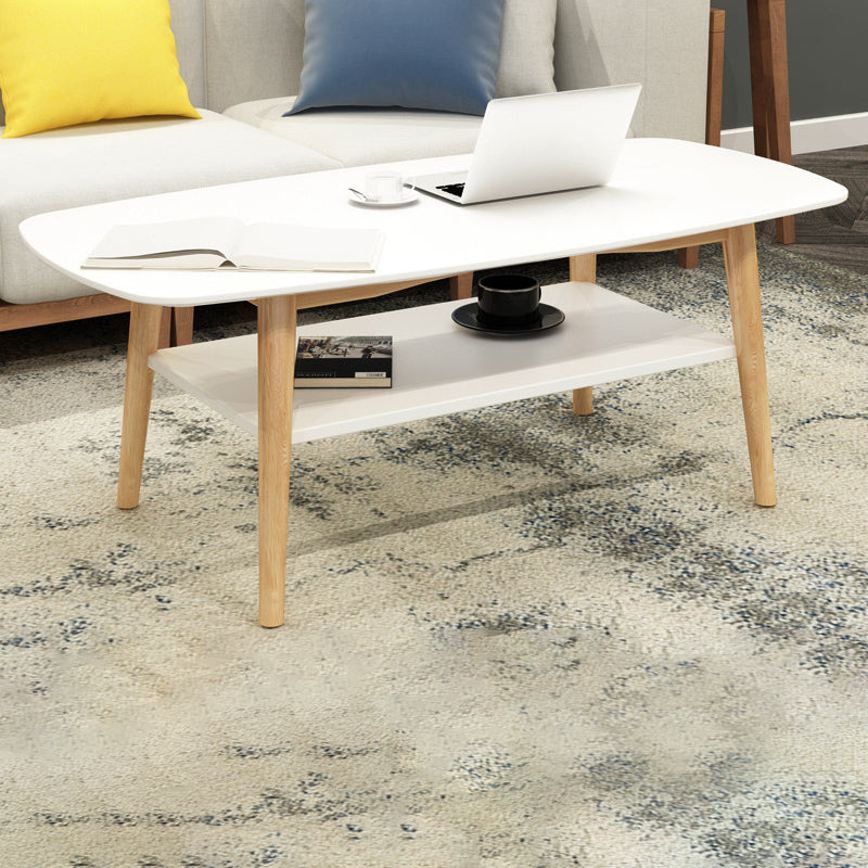 Scandinavian 4 Legs Coffee Table with Shelf Wood Cocktail Table