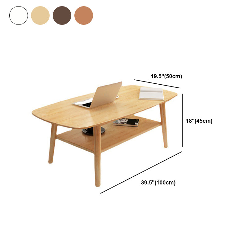 Scandinavian 4 Legs Coffee Table with Shelf Wood Cocktail Table