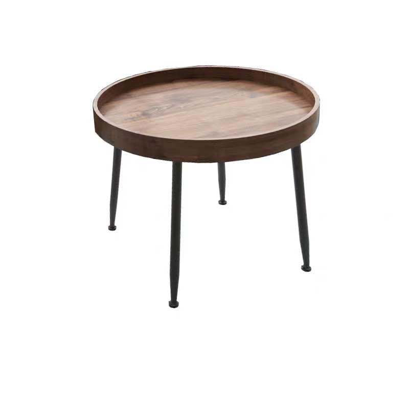 4 Legs 1/2 Round Coffee Table Solid Wood Coffee Table Set in Brown