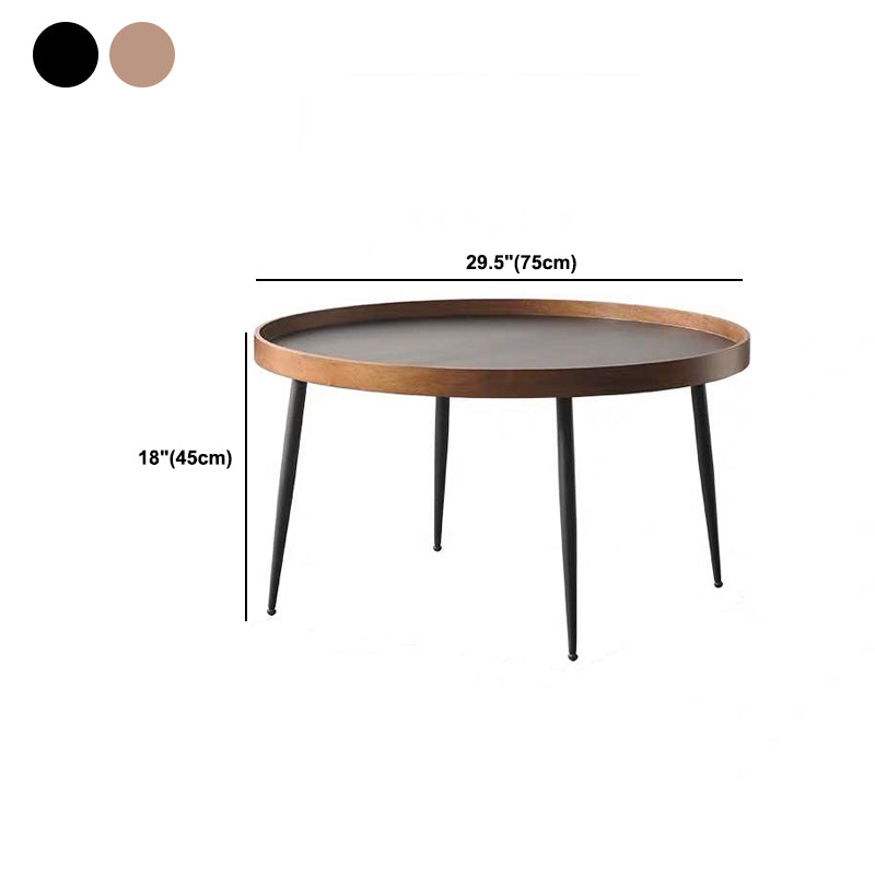 4 Legs 1/2 Round Coffee Table Solid Wood Coffee Table Set in Brown