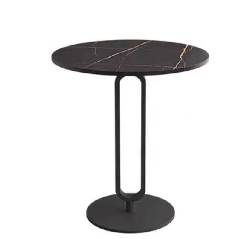 Modern Style Marble Top Metal White/black Base Round Side Table