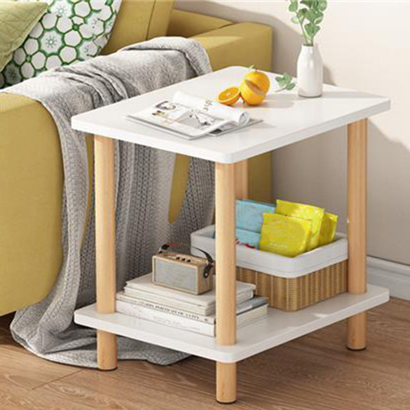Scandinavian Wood Top End Table 4 Legs Sofa Side Table with Storage