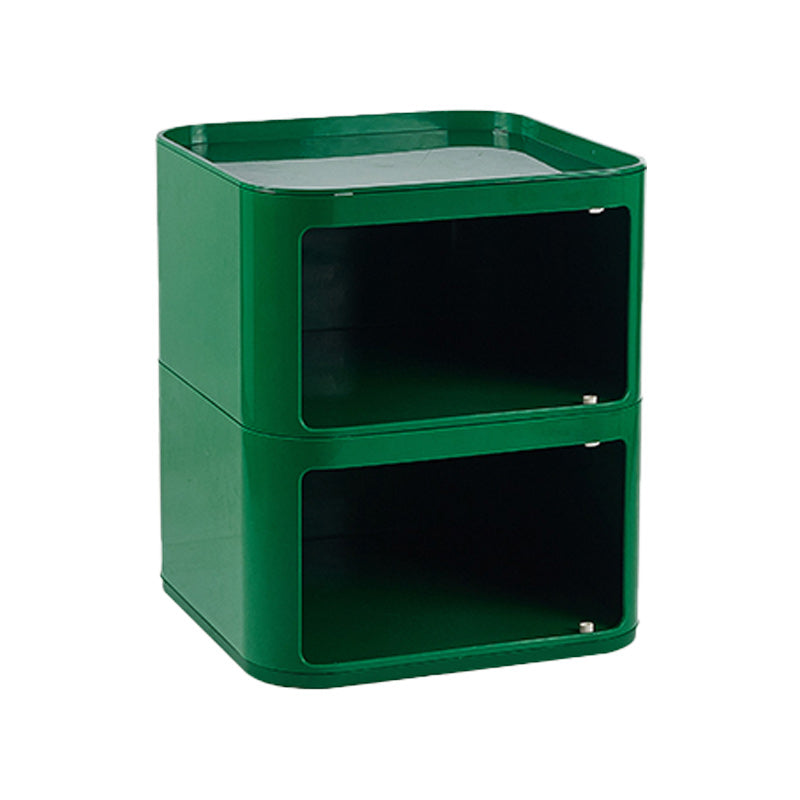 Scandinavian Plastic Night Table 15" Wide Square Nightstand with Drawers