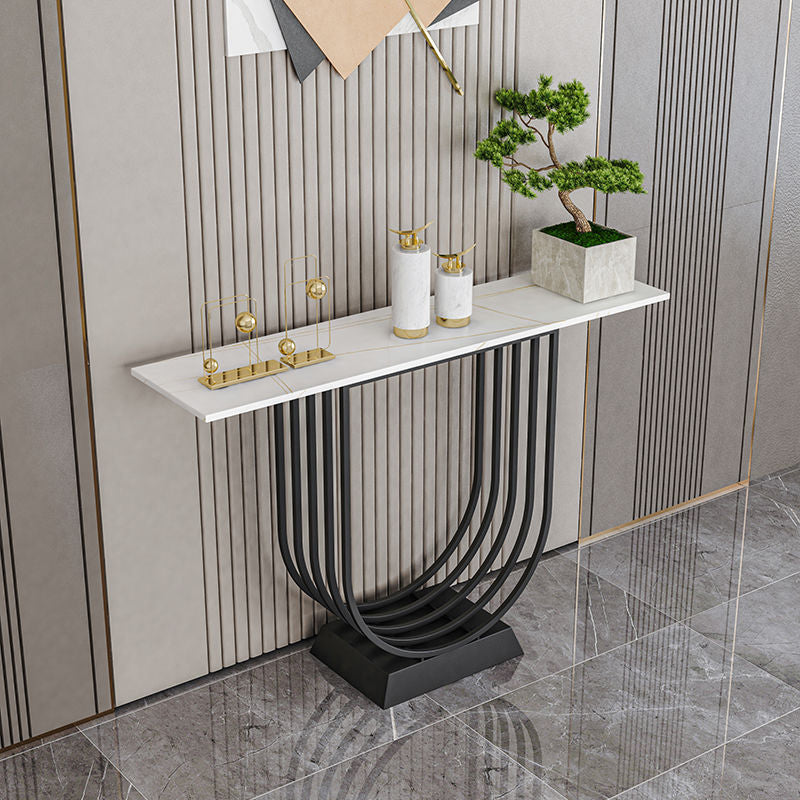 11.81 inch Wide White/Black Console Table Contemporary Console Sofa Table