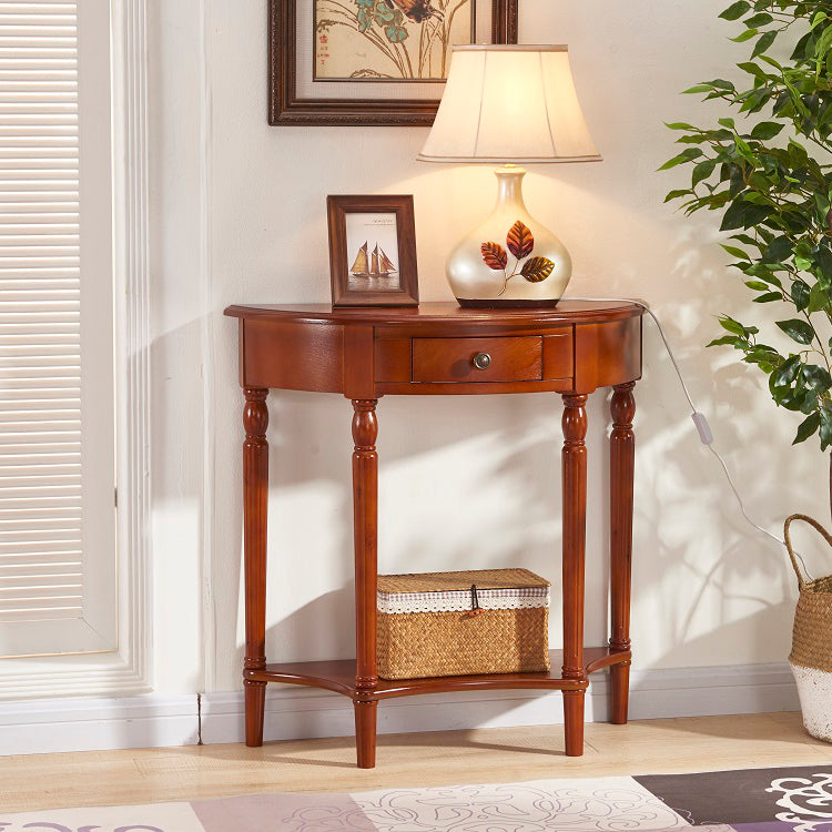 4 Legs Mid-Century Modern Wood Console Table with Single Drawer