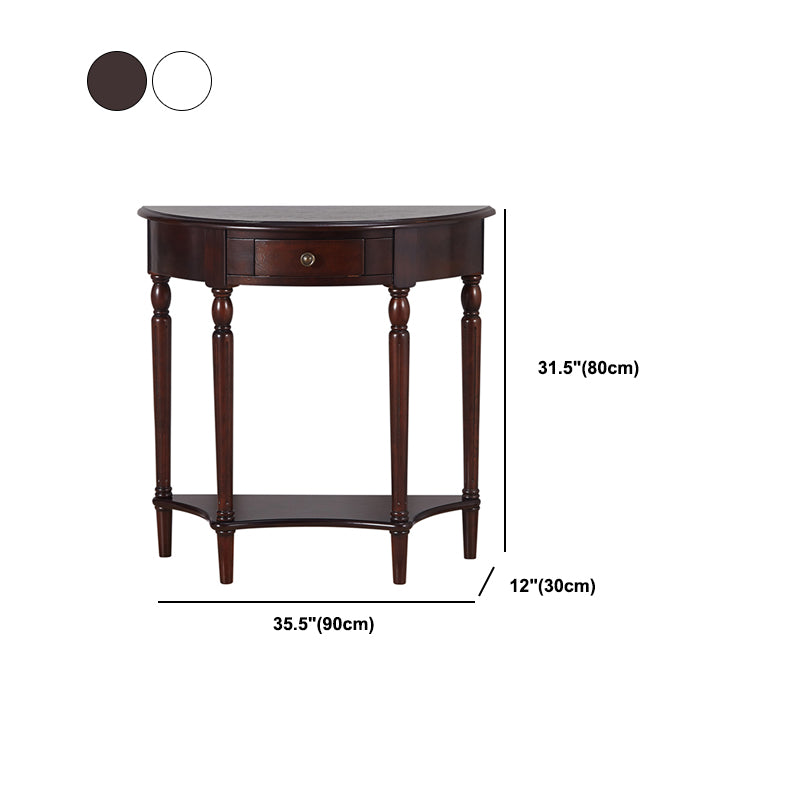 4 Legs Mid-Century Modern Wood Console Table with Single Drawer