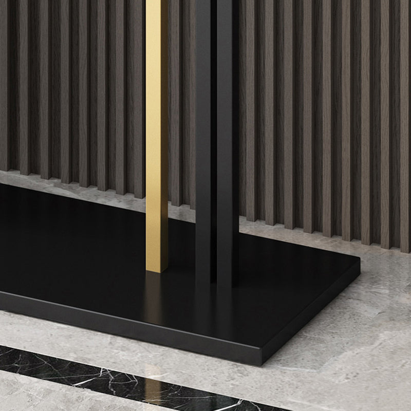 Glam Style Console Table with Stone Top and Pedestal Base for Hall