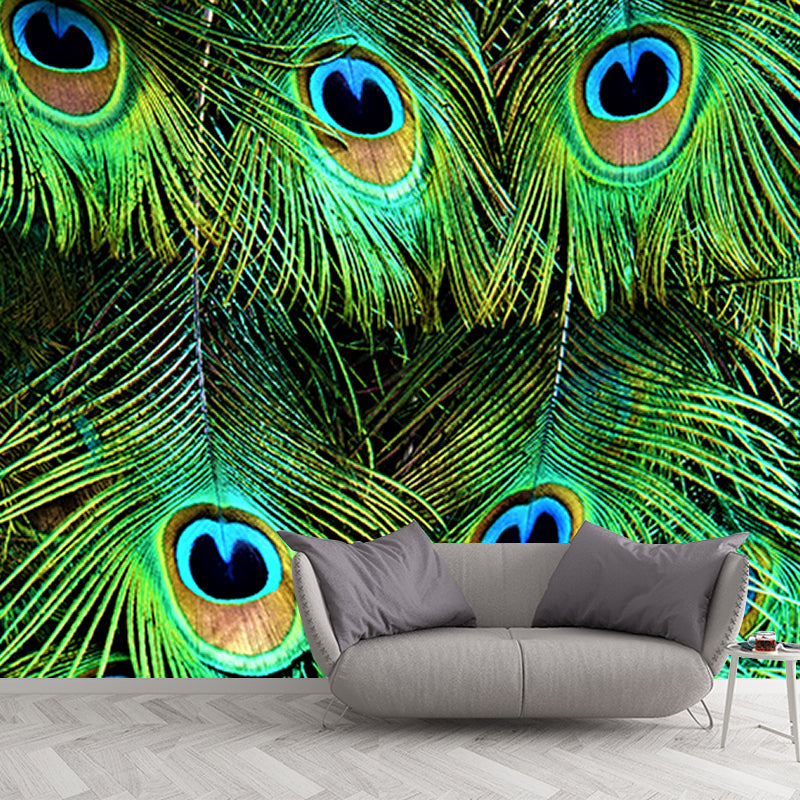 Fashionable Wall Mural Peacock Feather Print Drawing Room Wall Mural