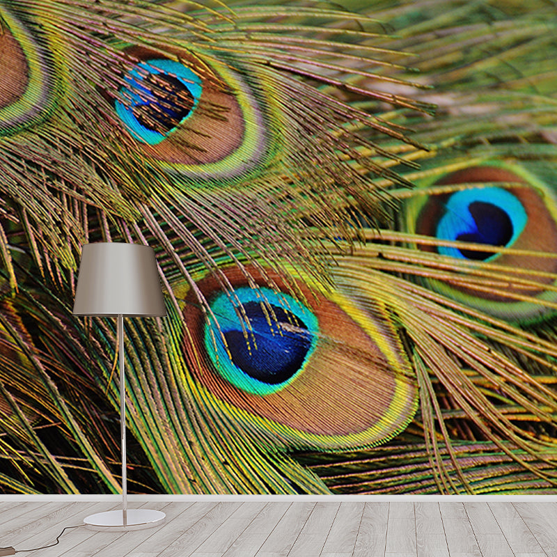 Fancy Wall Mural Peacock Feather Pattern Living Room Wall Mural