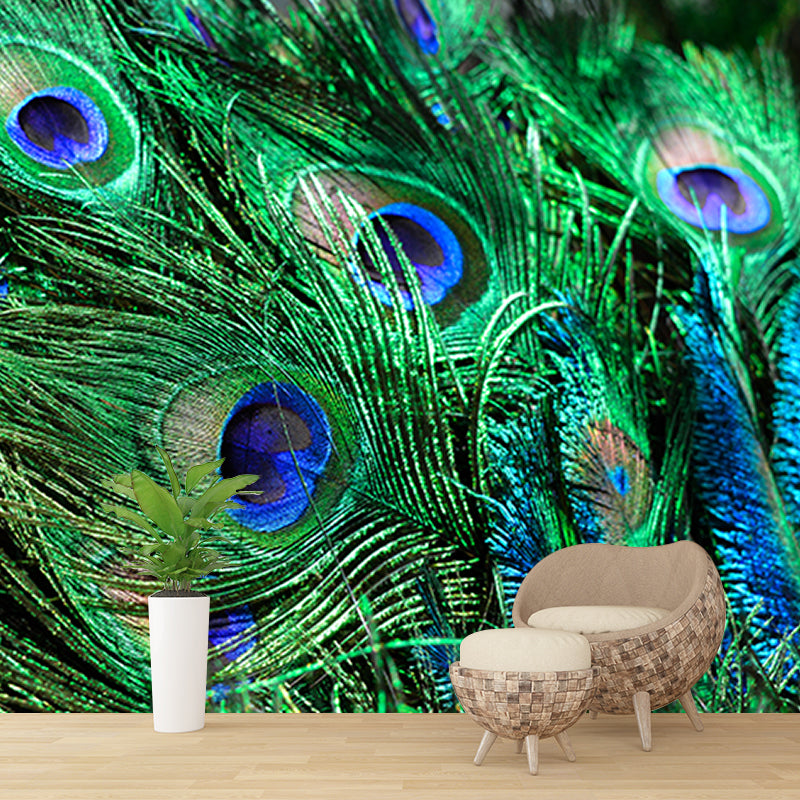 Popular Wall Mural Peacock Feather Printed Sitting Room Wall Mural
