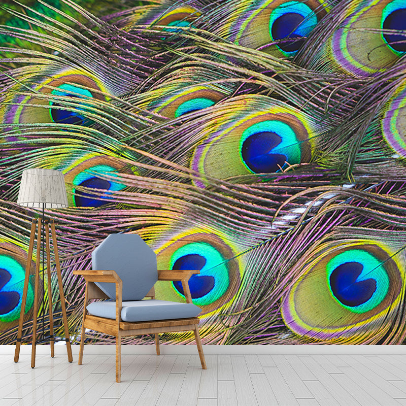 Popular Wall Mural Peacock Feather Printed Sitting Room Wall Mural