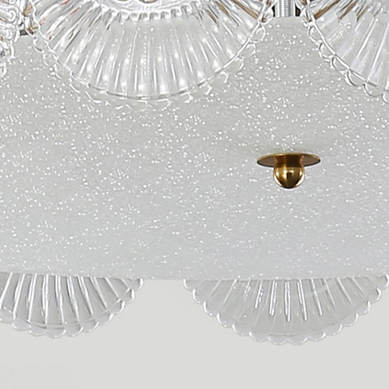 Modern Semi Flush Mount Light Glass Light Fixture in Brass for Living Room