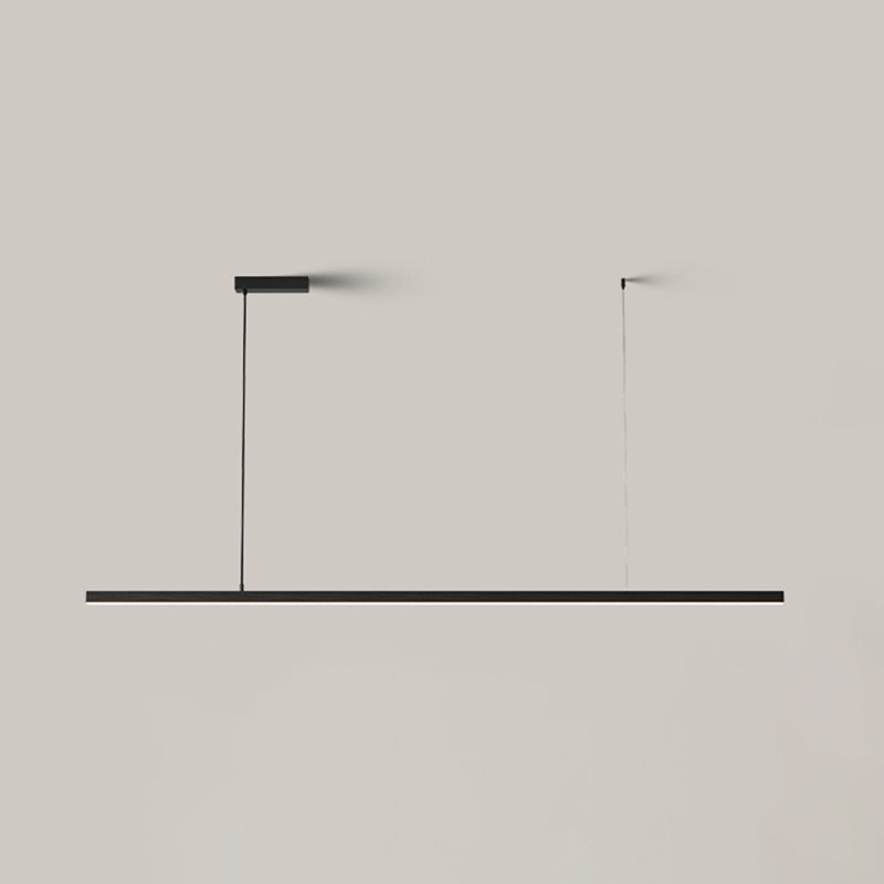 Linear Island Pendant Contemporary Metal Single Light Pendant Lighting Fixture in Black