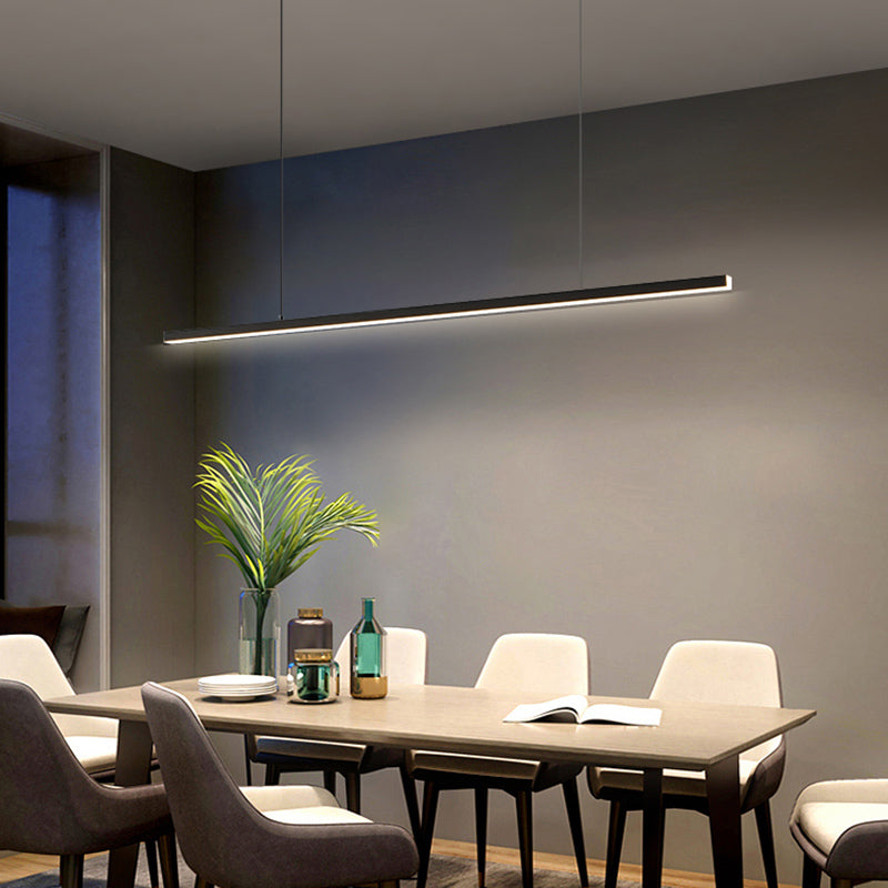 Linear Island Pendant Contemporary Metal Single Light Pendant Lighting Fixture in Black