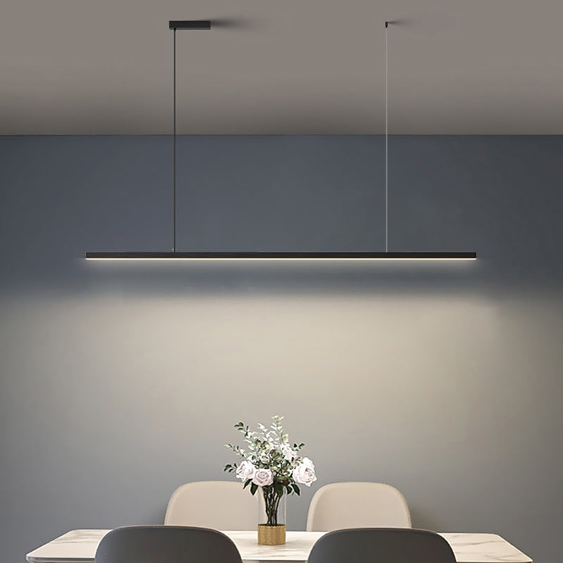 Linear Island Pendant Contemporary Metal Single Light Pendant Lighting Fixture in Black