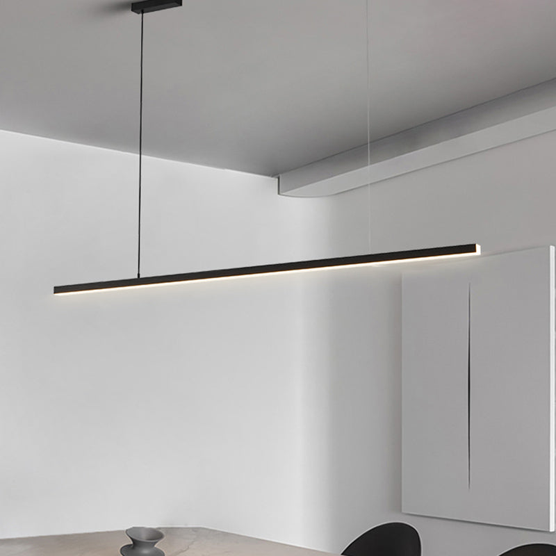 Linear Island Pendant Contemporary Metal Single Light Pendant Lighting Fixture in Black