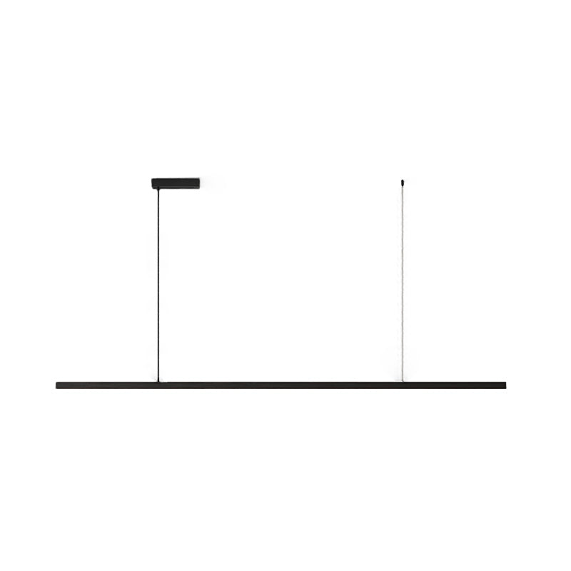 Linear Island Pendant Contemporary Metal Single Light Pendant Lighting Fixture in Black