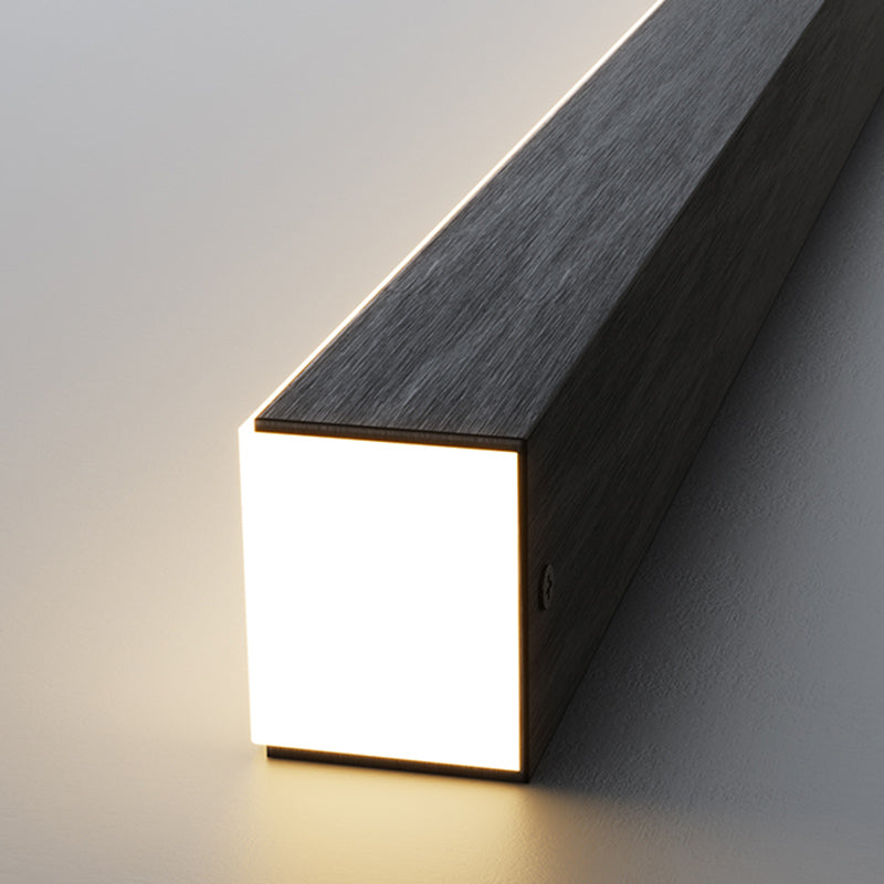 Linear Island Pendant Contemporary Metal Single Light Pendant Lighting Fixture in Black