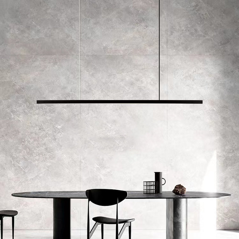 Linear Island Pendant Contemporary Metal Single Light Pendant Lighting Fixture in Black