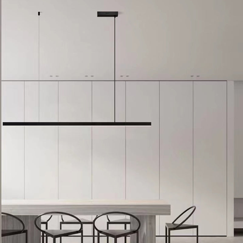 Linear Island Pendant Contemporary Metal Single Light Pendant Lighting Fixture in Black