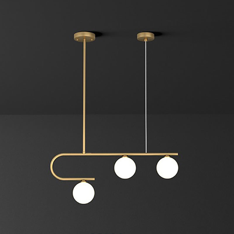 Glass Round Chandelier Light Fixture Simple Island Pendant for Dining Room