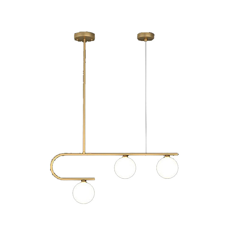 Glass Round Chandelier Light Fixture Simple Island Pendant for Dining Room