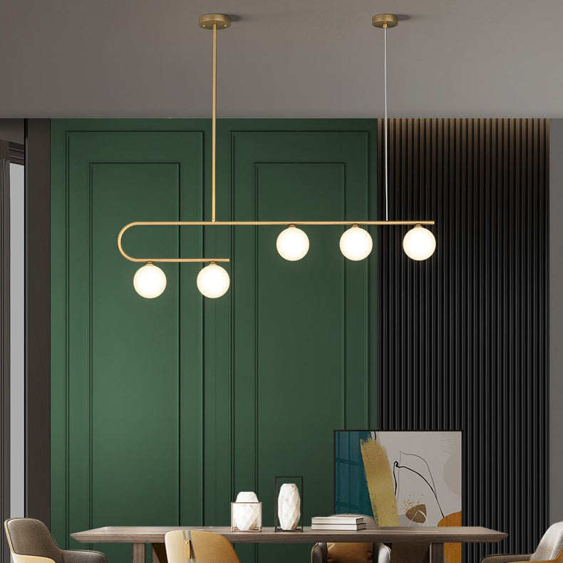 Glass Round Chandelier Light Fixture Simple Island Pendant for Dining Room