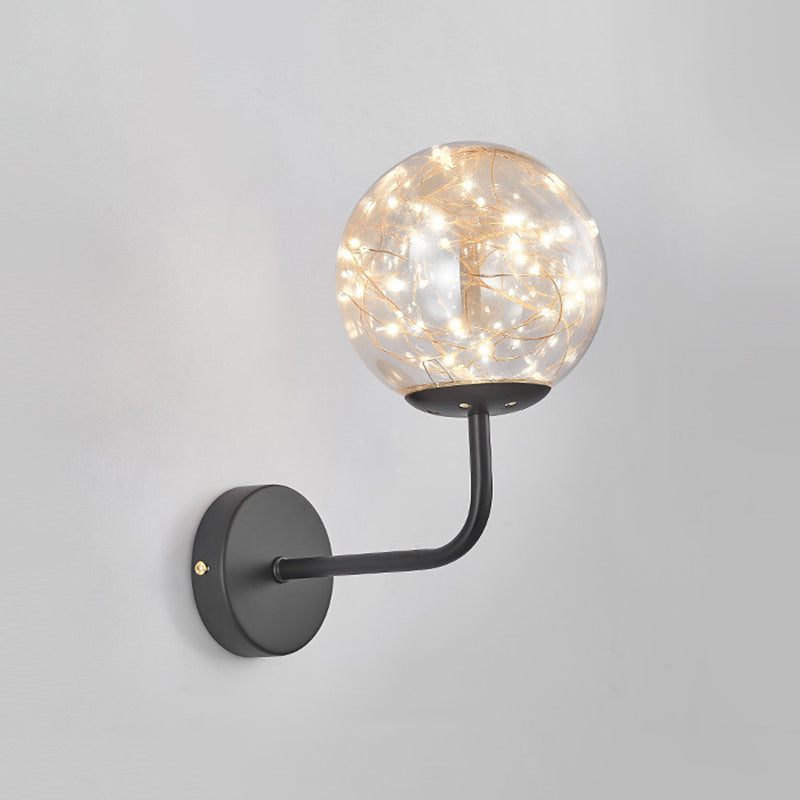 Glass Spherical Shape Wall Lights Modern Style 1 Light Wall Sconce for Bedroom