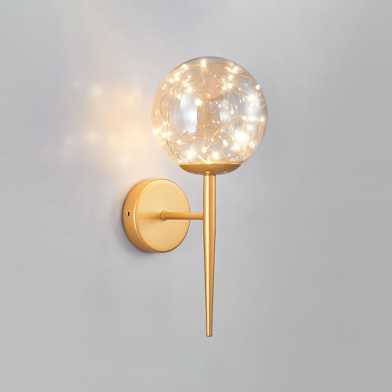 Glass Spherical Shape Wall Lights Modern Style 1 Light Wall Sconce for Bedroom