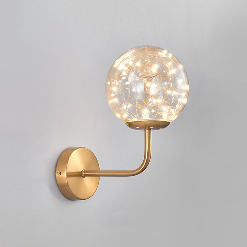 Glass Spherical Shape Wall Lights Modern Style 1 Light Wall Sconce for Bedroom