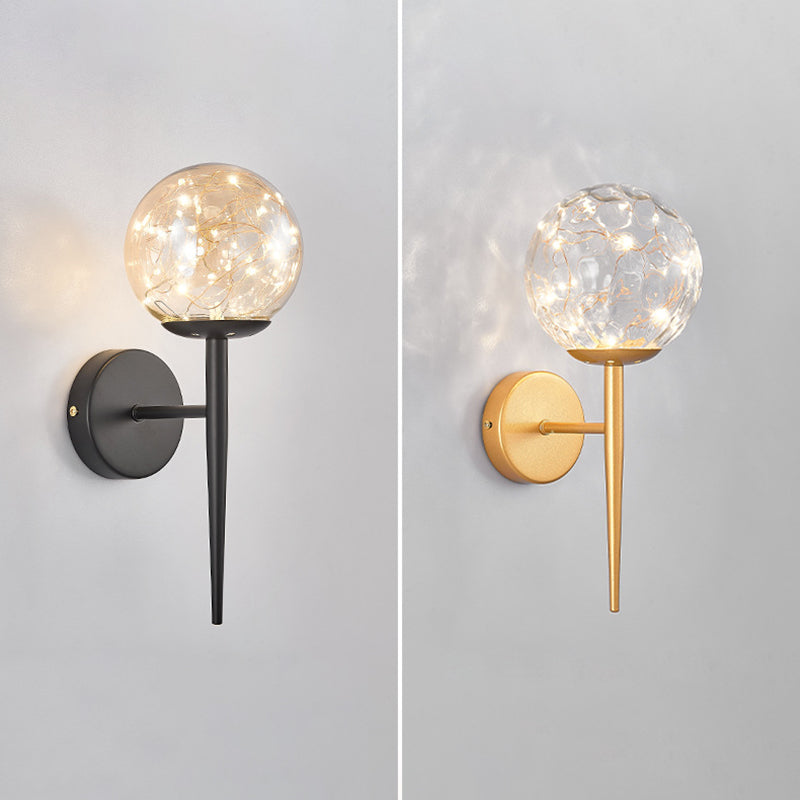 Glass Spherical Shape Wall Lights Modern Style 1 Light Wall Sconce for Bedroom