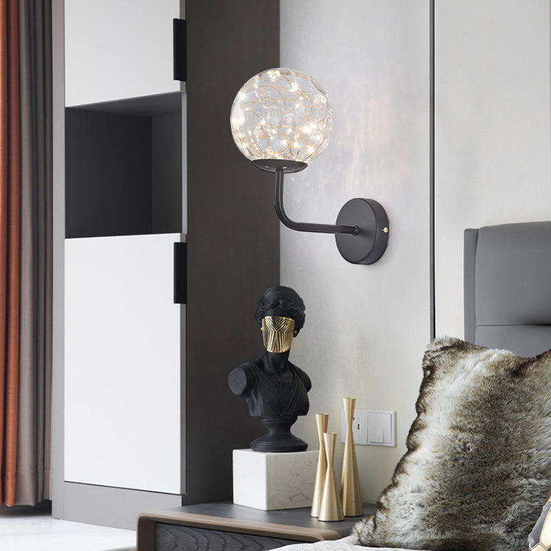 Glass Spherical Shape Wall Lights Modern Style 1 Light Wall Sconce for Bedroom