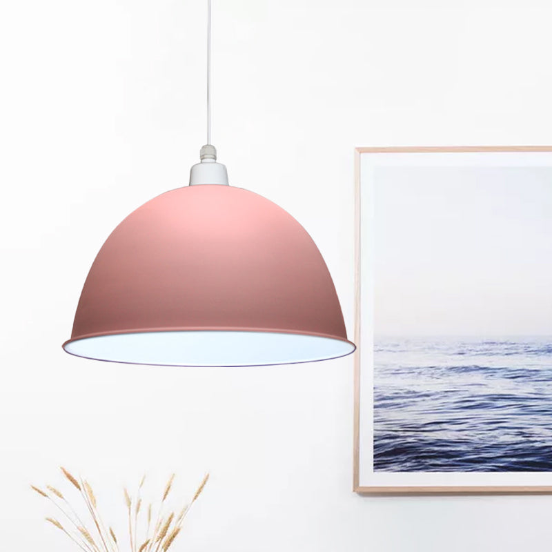 1 Glühbirnen Esszimmer hängend hängender nordischer Stil grau/rosa hängende Anhängerlampe mit Kuppelmetallschatten