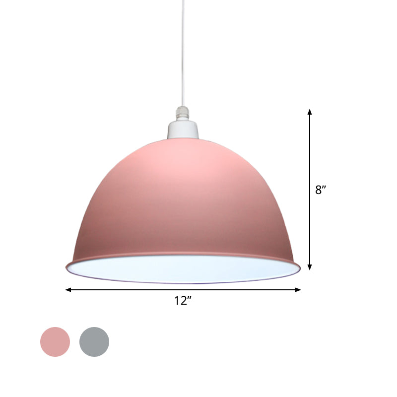 1 Glühbirnen Esszimmer hängend hängender nordischer Stil grau/rosa hängende Anhängerlampe mit Kuppelmetallschatten
