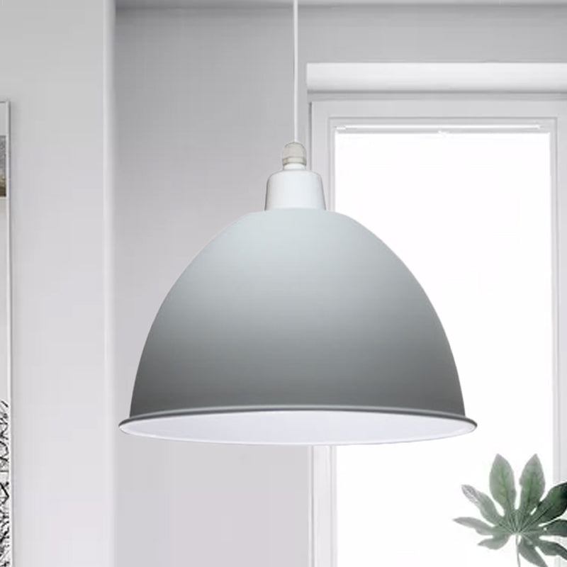 1 Glühbirnen Esszimmer hängend hängender nordischer Stil grau/rosa hängende Anhängerlampe mit Kuppelmetallschatten