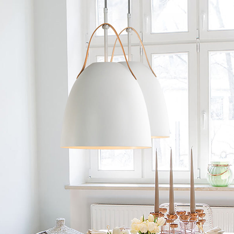 Dome Down Lighting Simple Metallic 1-Head Living Room Hanging Ceiling Lamp in Green/White/Grey