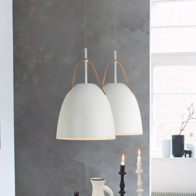 Dome Down Lighting Simple Metallic 1-Head Living Room Hanging Ceiling Lamp in Green/White/Grey