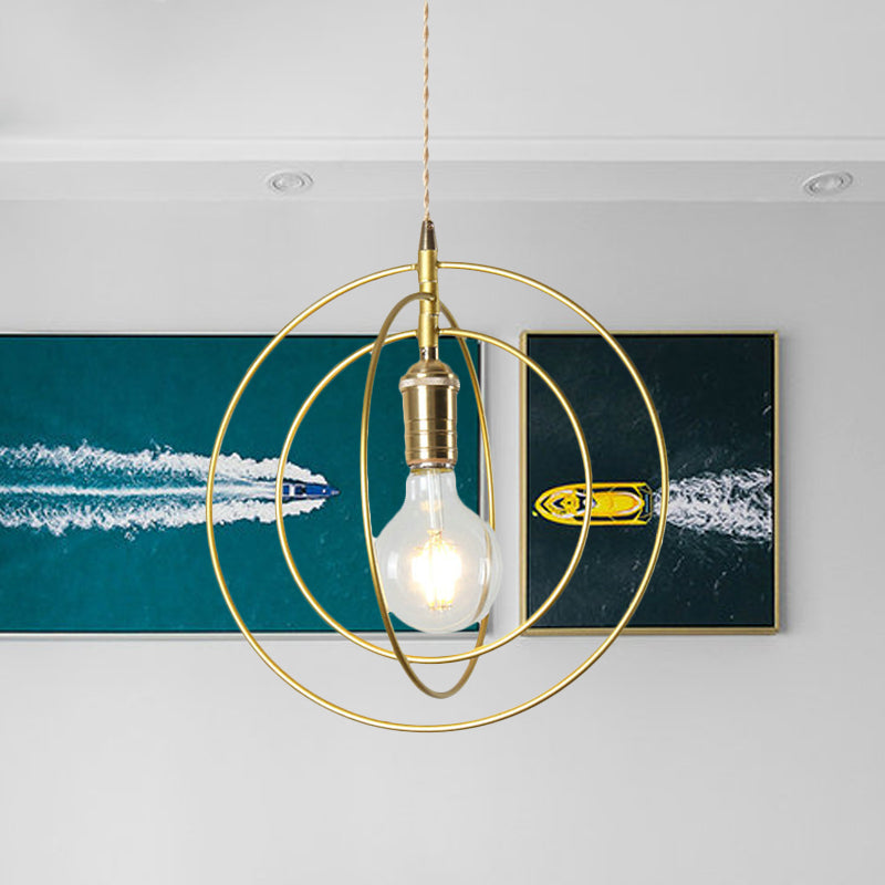 Aménagement minimaliste à 3 rings de suspension en métal 1 Light Living Light Room Pendante en or